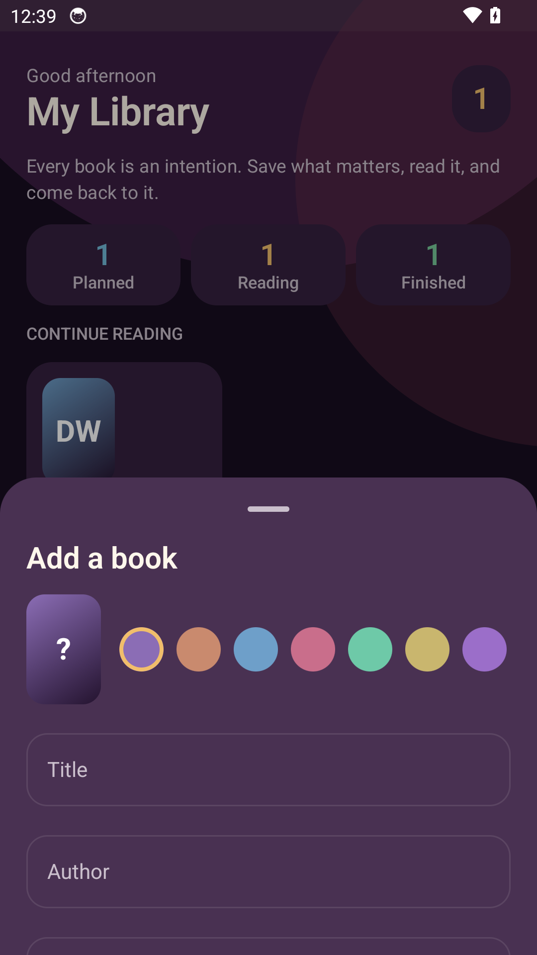 Add book screen